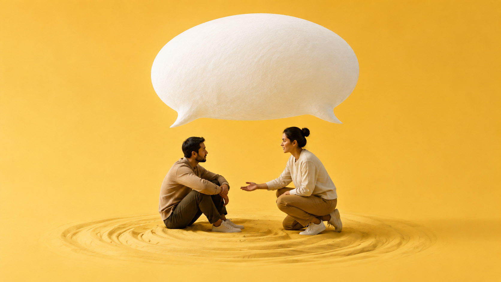 Personas acompañándose y hablando en un espacio de confianza